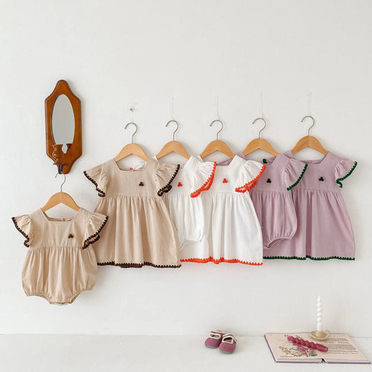 Summer Newborn Infant Baby Girls Romper Muslin Dresses Sister dress Rompers Kids Onepiece Fashion Baby Clothing
