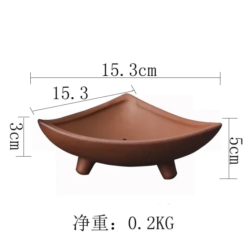Ceramic Flower Pots for Bamboo Indoor Micro Landscape Plants Purple Clay Pot Decoration
