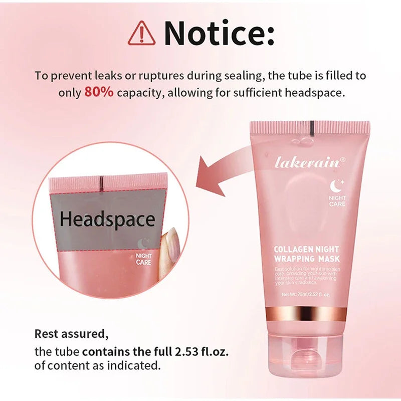 75ml Collagen Peel-off Mask, Night Wrapping Facial Mud Firming Mask Daily Face Skincare Deep Cleaning Skin-peeling Off Covers