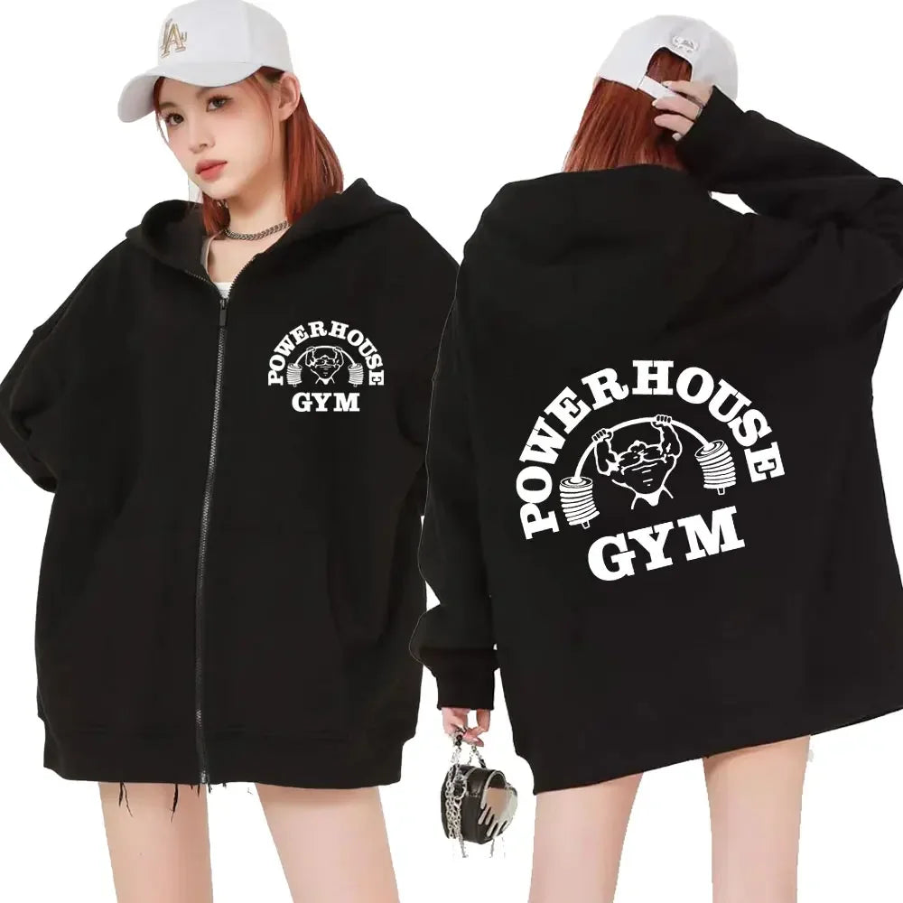 Women's Fashion Gothic Zip Up Geek Fitness Hoodies Sweatshirt Oversized Jacket Coats Streetwear