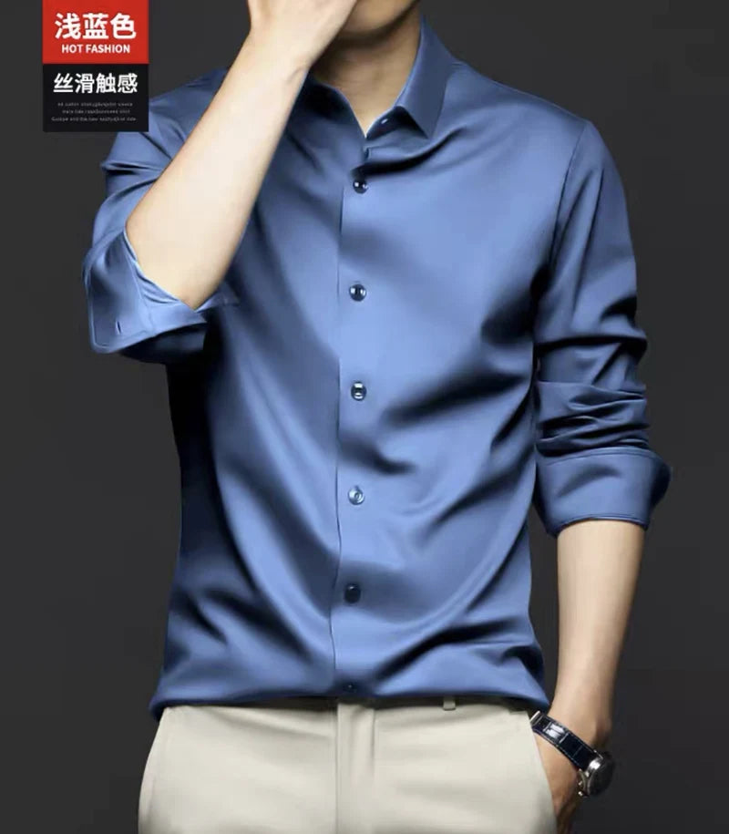 Colorful shirt, short sleeved, summer ice silk, ice feeling, wrinkle resistant inch shirt, resistant shirt