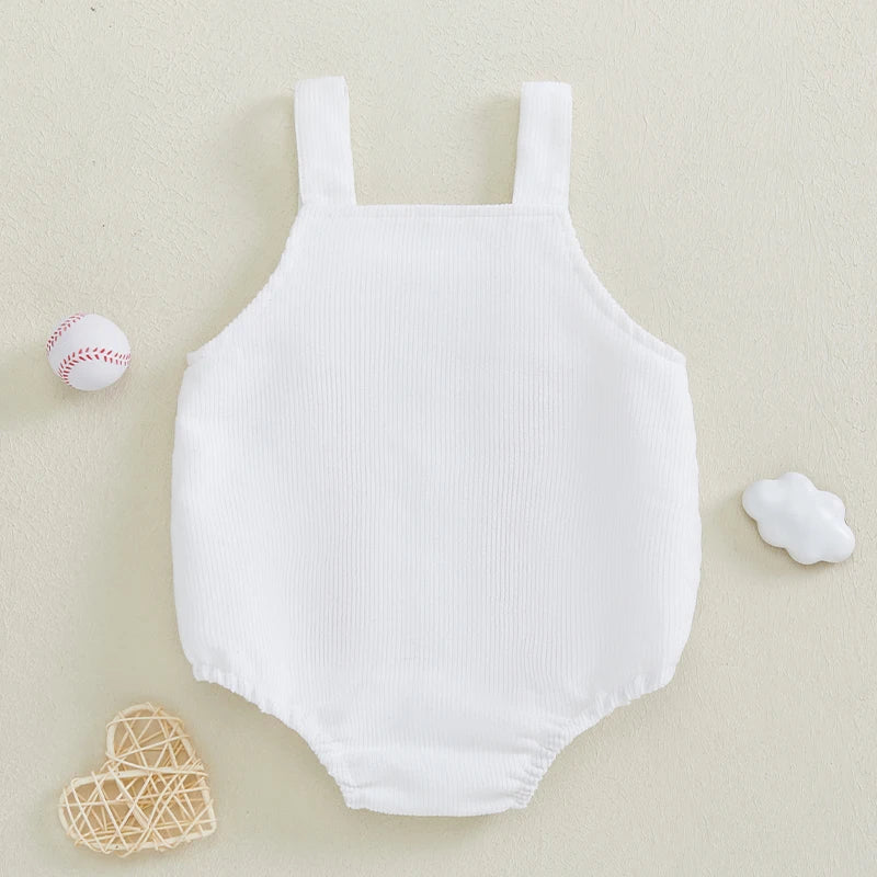 Citgeett Summer Infant Baby Girls Boy Bodysuit Overalls Baseball Embroidery Sleeveless Jumpsuit Suspender Pants Clothes