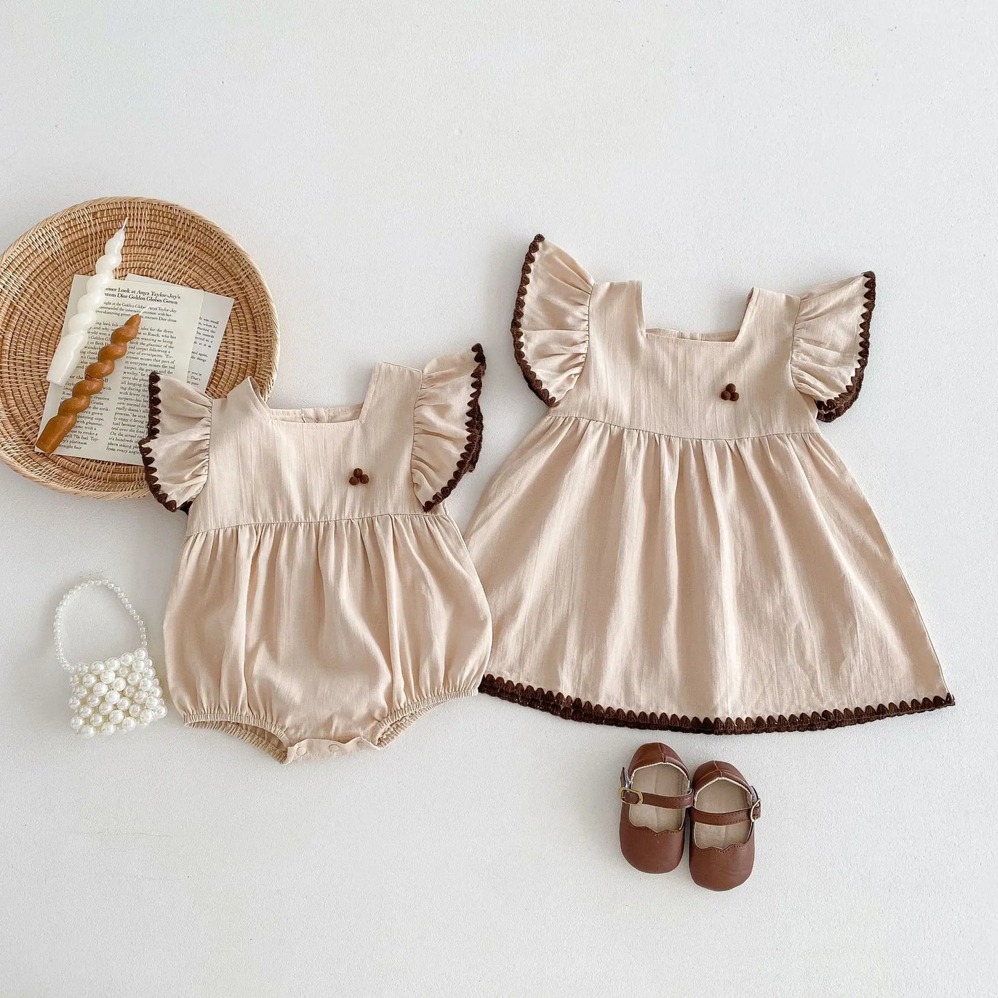 Summer Newborn Infant Baby Girls Romper Muslin Dresses Sister dress Rompers Kids Onepiece Fashion Baby Clothing