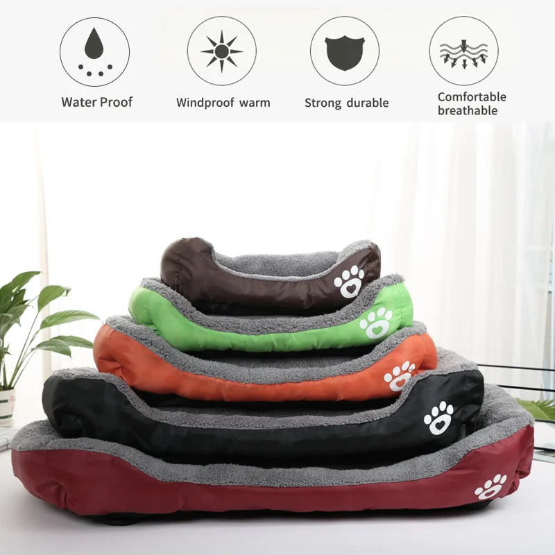 Large Dog Bed Square Plush Cat Nest Kennel All Season Washable Dog Sofa Waterproof Mattress Cat Bed for Medium Dogs Accessories
