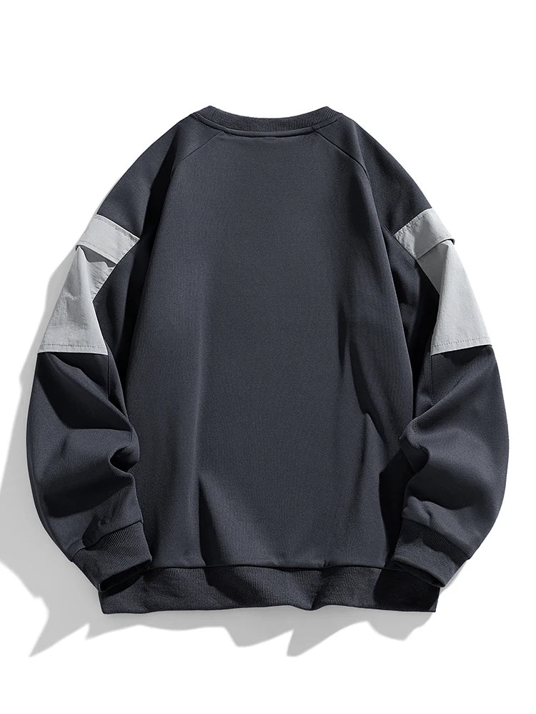 Men's Long Sleeve Sweatshirts Big Size 8XL 7XL 6XL Korean Fashion Patchwork