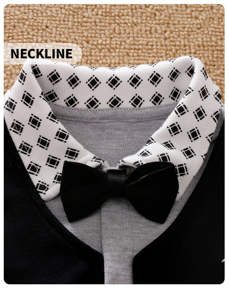 Baby Boys Outfit Infant Clothes Gentleman Suits Long Sleeve Toddler Onesie Costume Romper Jumpsuit 100% Cotton Spring and Autumn