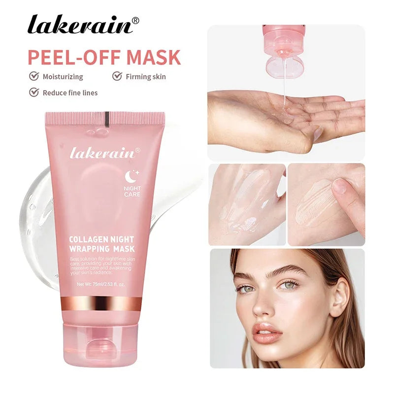 75ml Collagen Peel-off Mask, Night Wrapping Facial Mud Firming Mask Daily Face Skincare Deep Cleaning Skin-peeling Off Covers