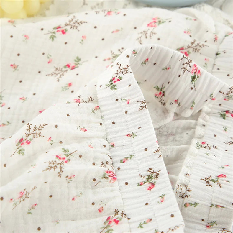 Women's Pajamas With Belt Casual Long-sleeved Shorts Pants Sleepwear Pyjama Nightwear Home Wear