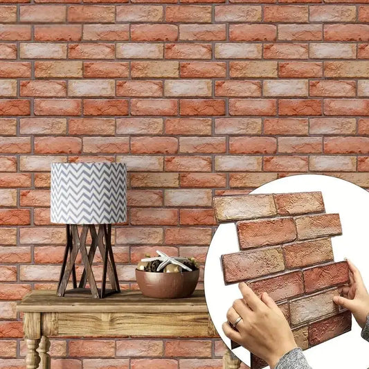 10/20pcs 3D Wall Tile Sticker, Brick Pattern Self-Adhesive Waterproof Moisture-Proof Ceiling Sticker,For Home Decorate