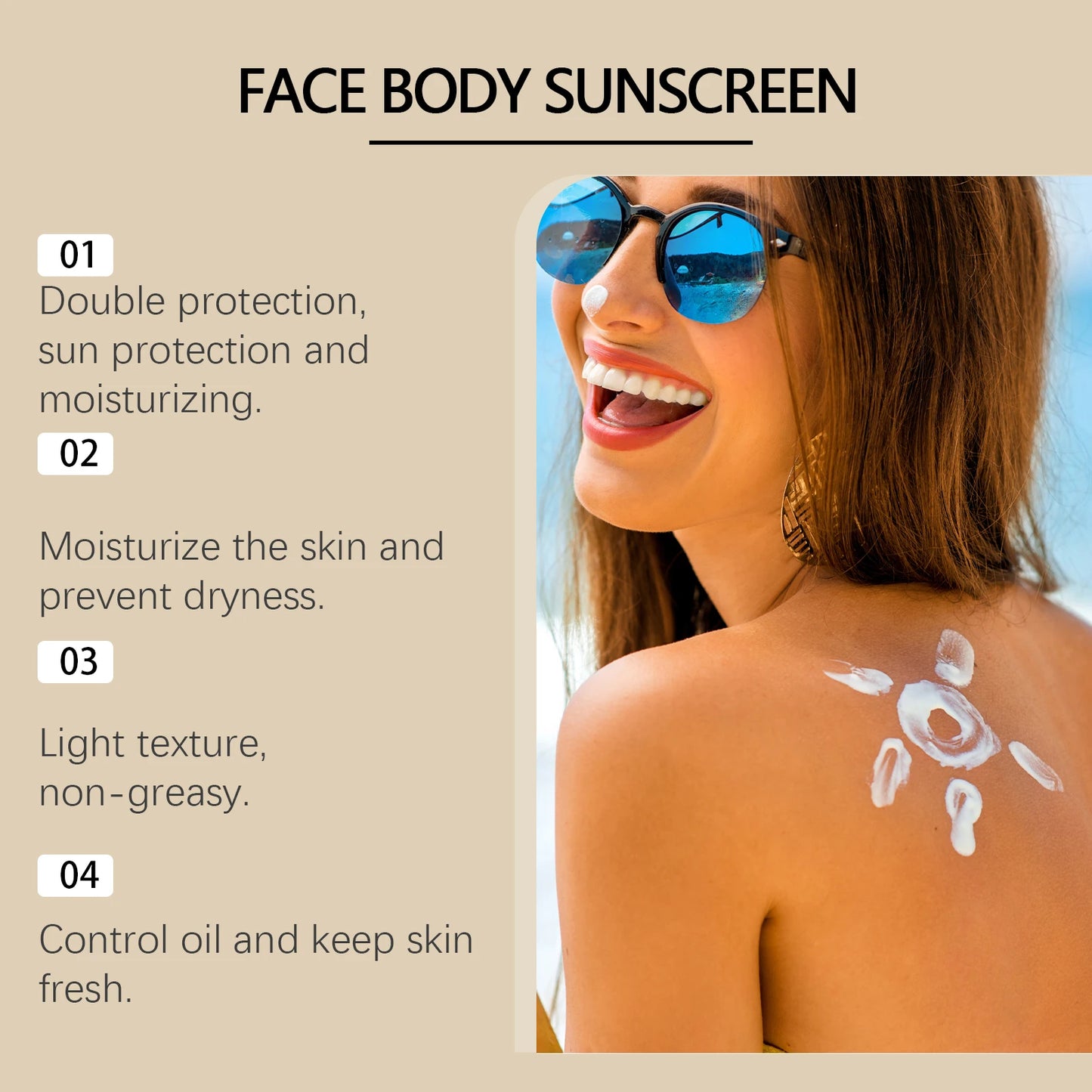 Sunscreen Cream for Face and Body Spf 50+ UV Protective Sun Block Isolation Anti Oxidant Waterproof Moisturizing Skin Sunblock