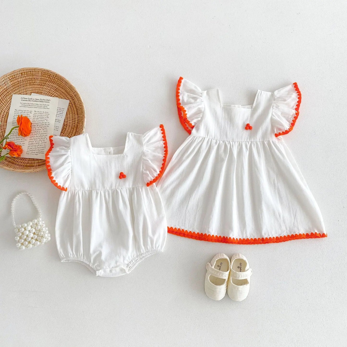 Summer Newborn Infant Baby Girls Romper Muslin Dresses Sister dress Rompers Kids Onepiece Fashion Baby Clothing
