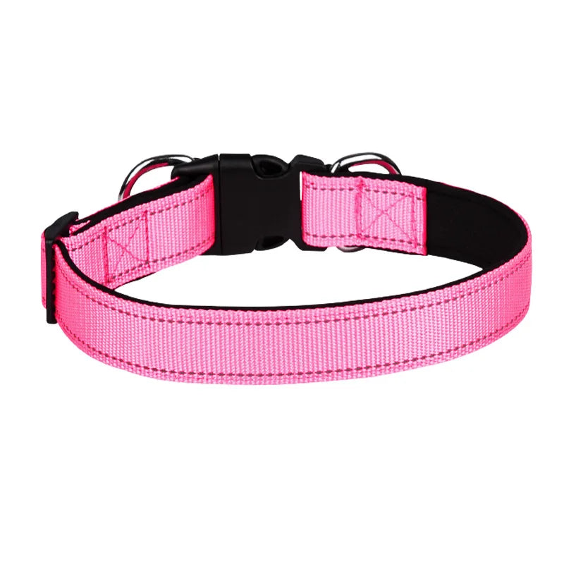 Reflective Dog Collar,Soft Neoprene Padded Breathable Nylon Pet Collar Adjustable for Medium Large Dogs, Neck 25-60 Centimeter