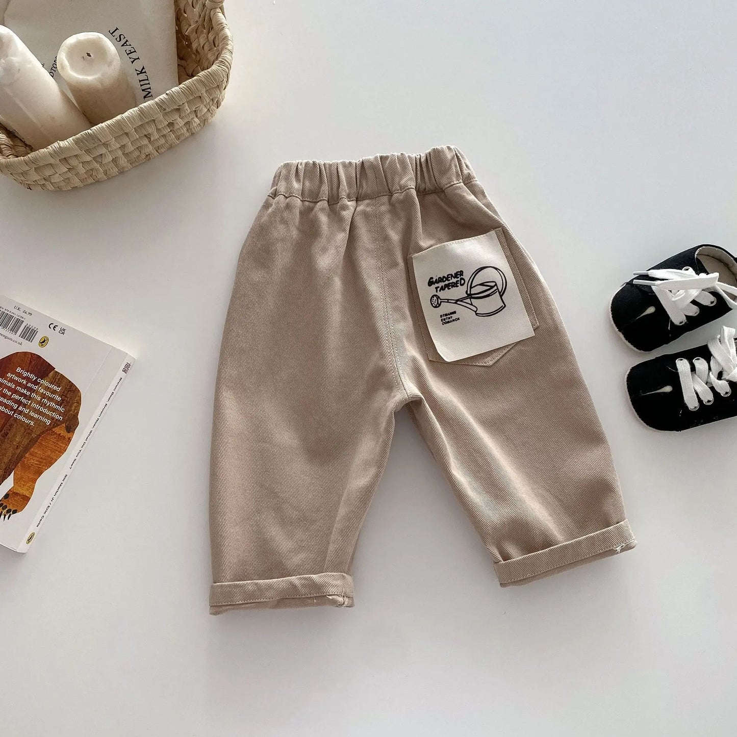 MILANCEL Solid Kids Pants for Boys and Girls Four Seasons Elastic Waist Casual Toddler Baby Trousers Clothes for 1-6 Years