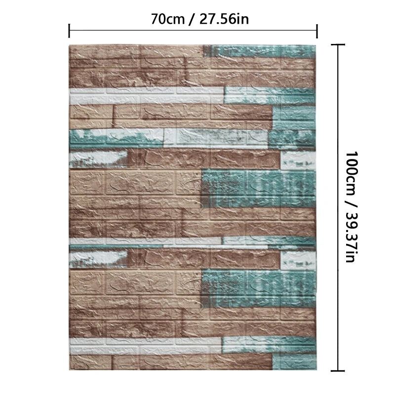 70cm*1m 3D Brick Pattern Wall Panels Wallpaper DIY Waterproof for Living Room Bedroom Kitchen Background Wall Decoration