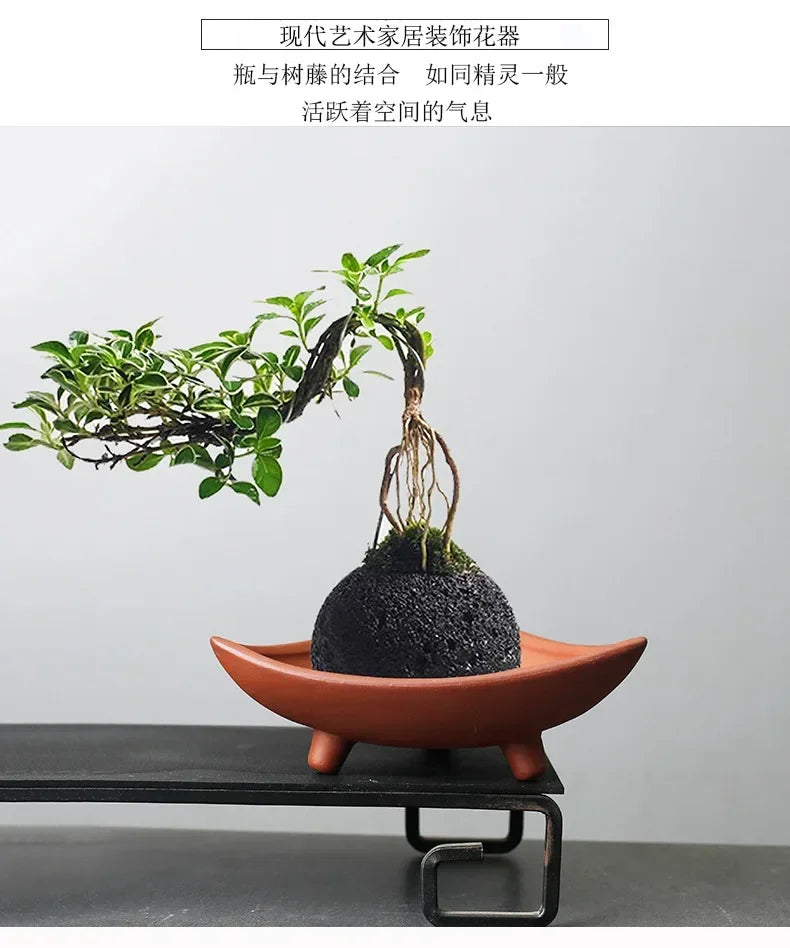 Ceramic Flower Pots for Bamboo Indoor Micro Landscape Plants Purple Clay Pot Decoration