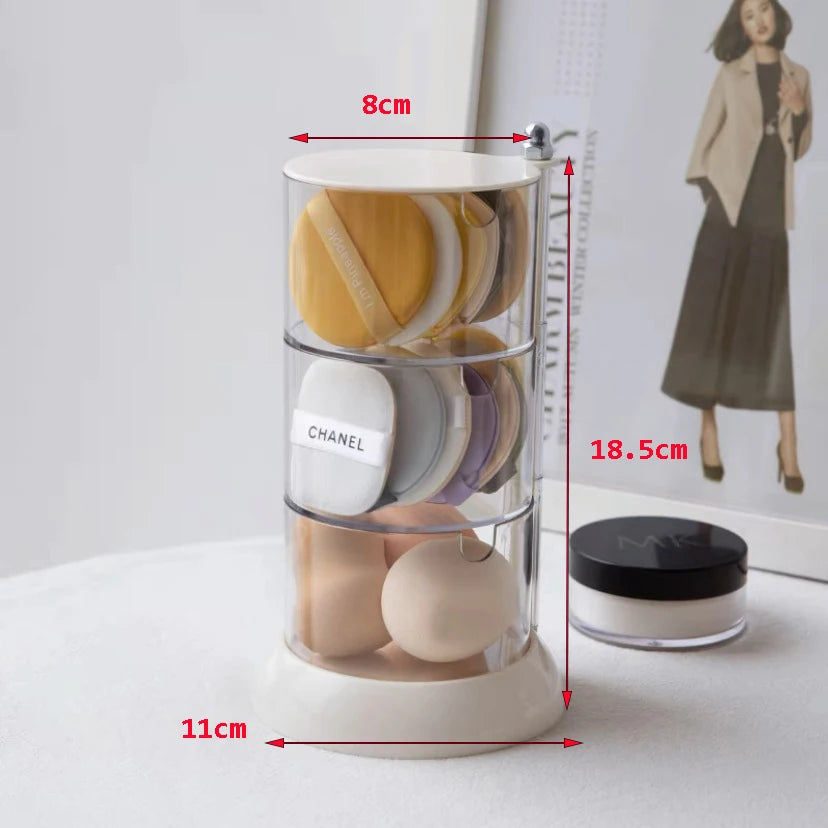 New 360 Degrees Rotatable Makeup Puff Storage BoxDust-proof Cotton Pads Swabs Holder Bathroom Nordic Cotton Pad Beauty Egg