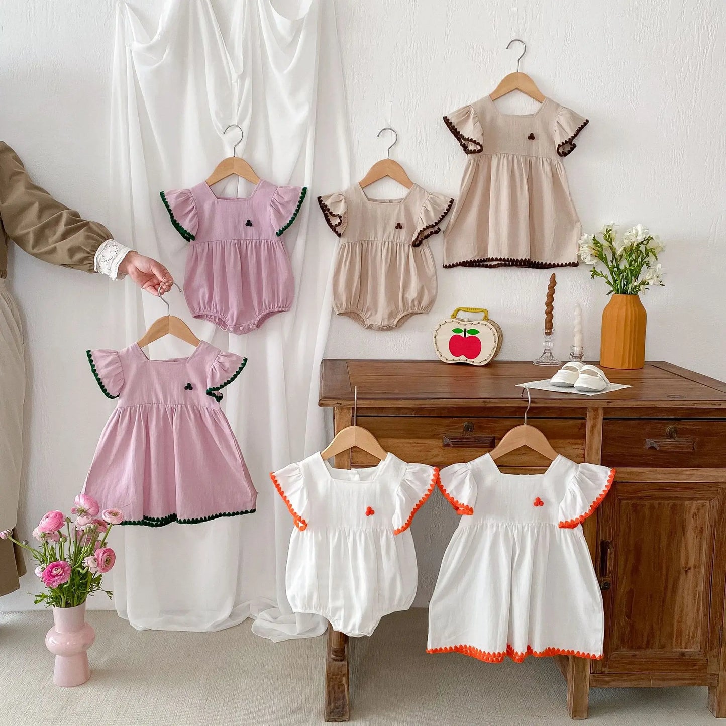 Summer Newborn Infant Baby Girls Romper Muslin Dresses Sister dress Rompers Kids Onepiece Fashion Baby Clothing