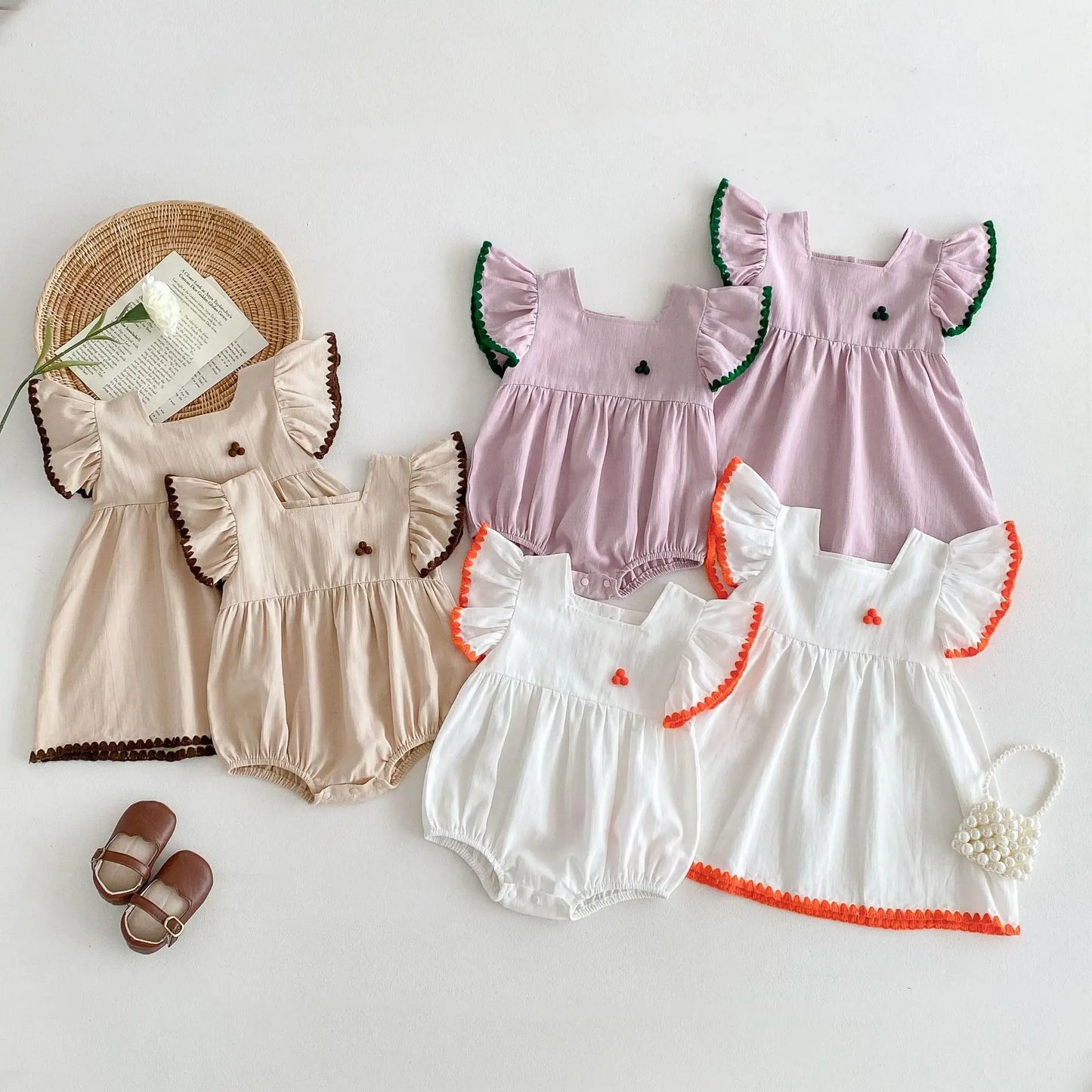 Summer Newborn Infant Baby Girls Romper Muslin Dresses Sister dress Rompers Kids Onepiece Fashion Baby Clothing