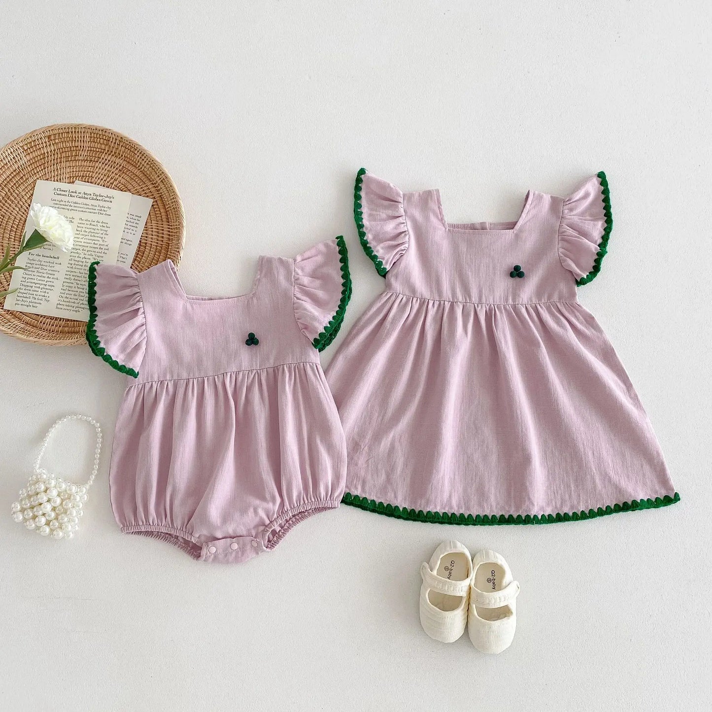 Summer Newborn Infant Baby Girls Romper Muslin Dresses Sister dress Rompers Kids Onepiece Fashion Baby Clothing