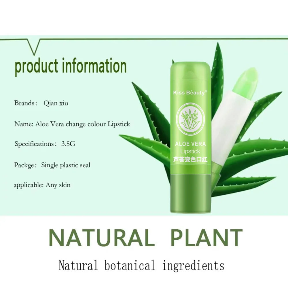 New Natural ALOE VERA Temperature Change Color Jelly Lipstick Long Lasting Moistourizing Lip Makeup Lip Balm Lip Gloss