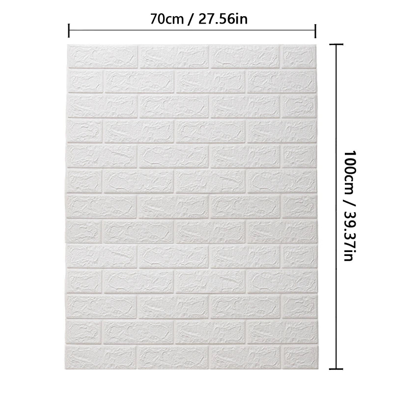 70cm*1m 3D Brick Pattern Wall Panels Wallpaper DIY Waterproof for Living Room Bedroom Kitchen Background Wall Decoration