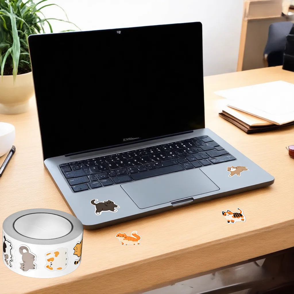 500Pcs/Roll Cute Pet Mimi Cats Stickers 2.5cm/1.0'' 16 Designs Decals Diy Adorn Gifts Suitable for Various Packaging Home Decor