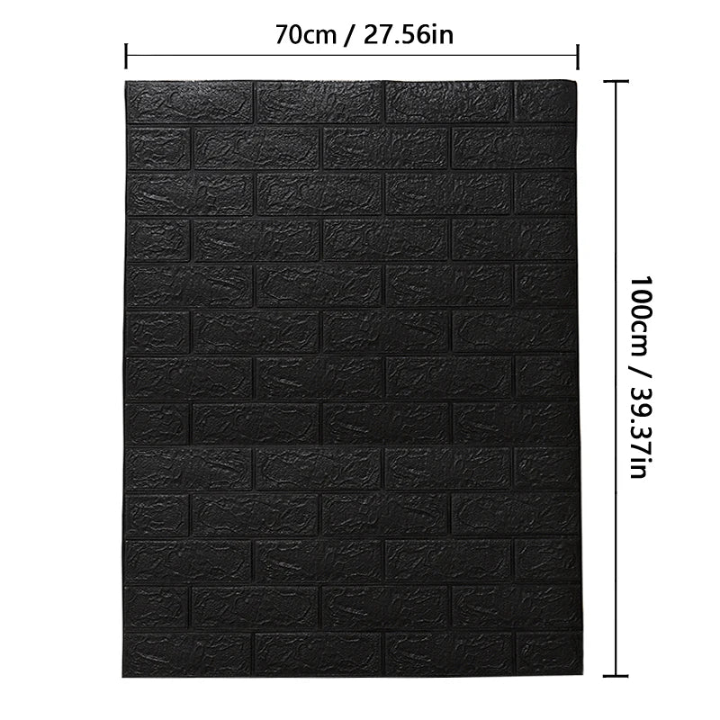 70cm*1m 3D Brick Pattern Wall Panels Wallpaper DIY Waterproof for Living Room Bedroom Kitchen Background Wall Decoration