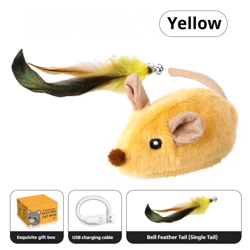 Automatic Sensing Moving Mouse Interactive Cat Toys Electronic Remote Squeaky Cat Toy For Kitten USB Rechargeable Pet Plush Toy