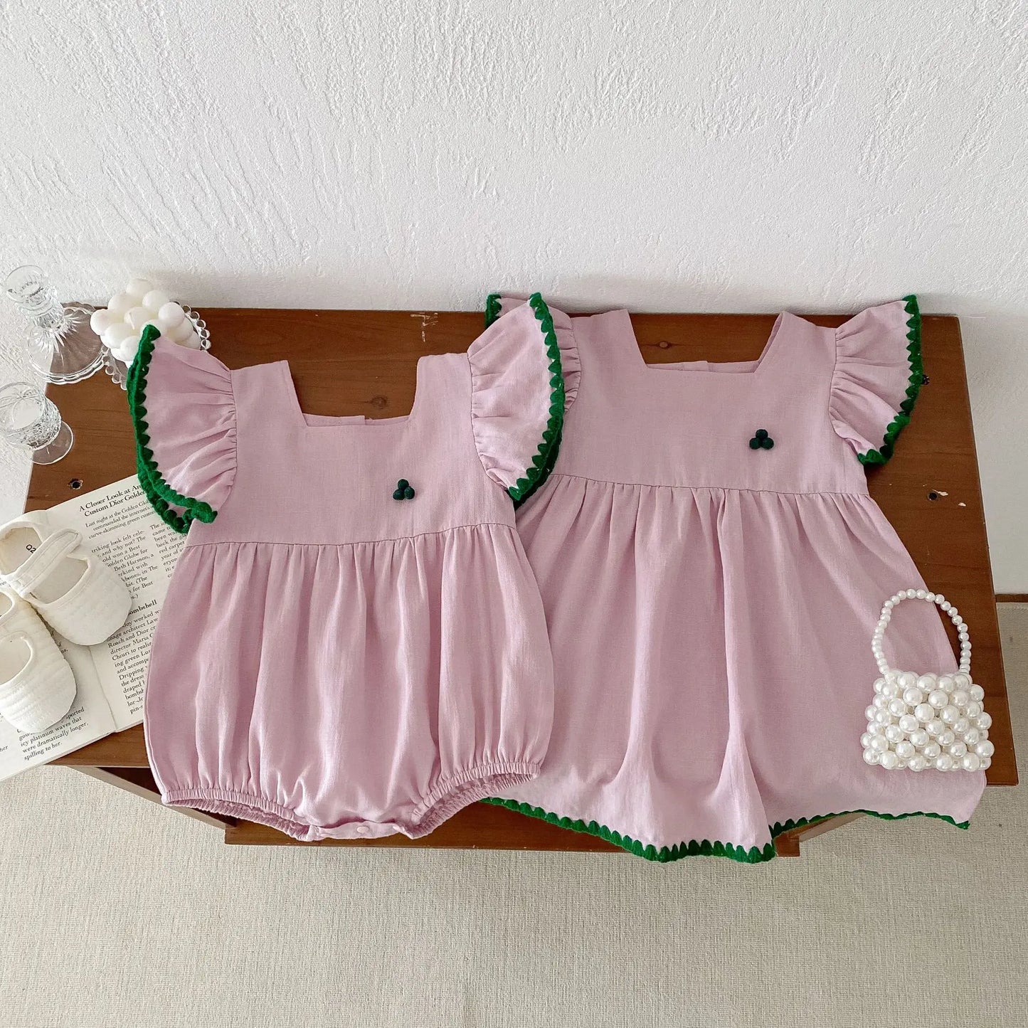 Summer Newborn Infant Baby Girls Romper Muslin Dresses Sister dress Rompers Kids Onepiece Fashion Baby Clothing