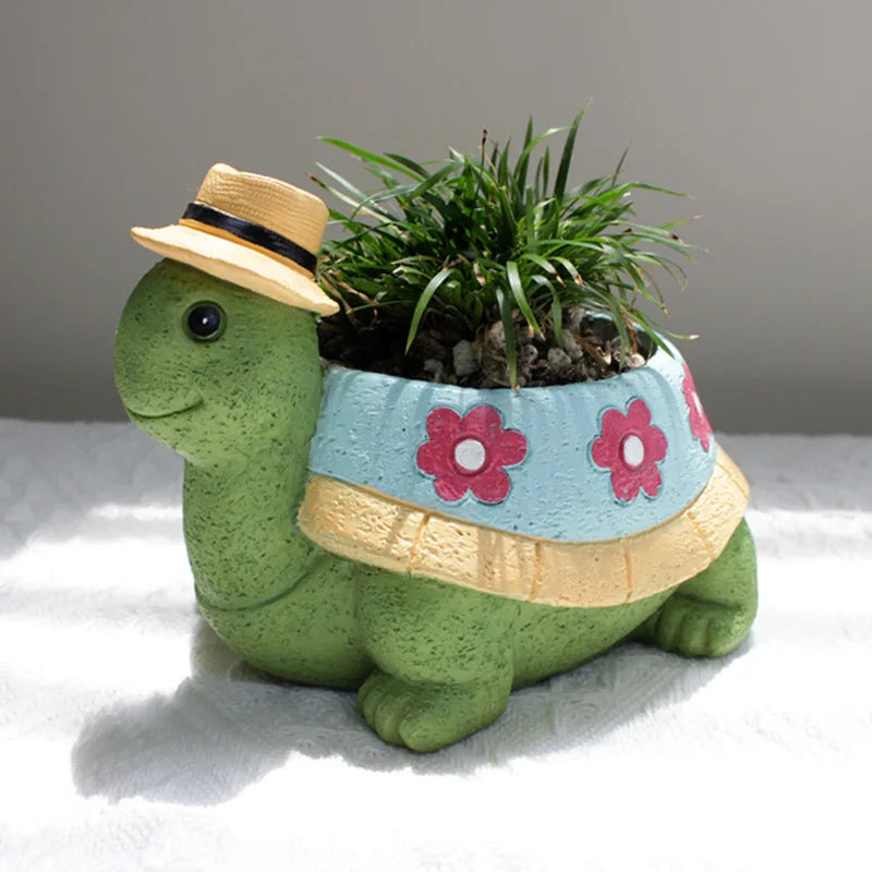 Cartoon Animal Succulent Flower Pot Cute Turtle Flowerpot Garden Planting Pot Desktop Home Decoration Ornaments Garden Planter