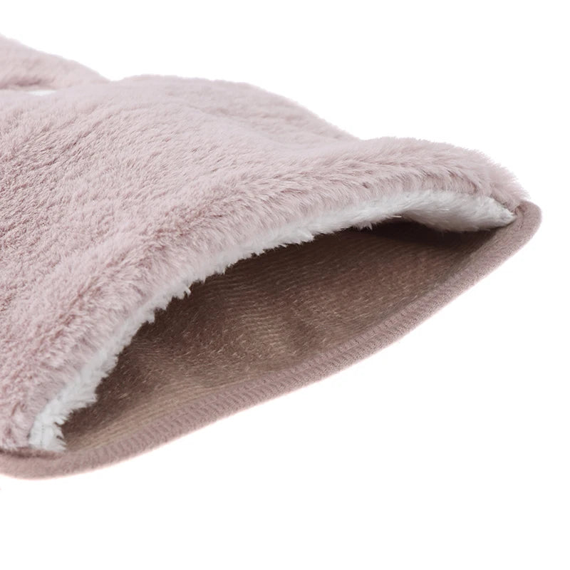 Hand Warmer Heat Pack Cute Rechargeable Electric Hot Water Bag Safety Rabbit Fur Reusable Hot Water Bottle Handwarmer