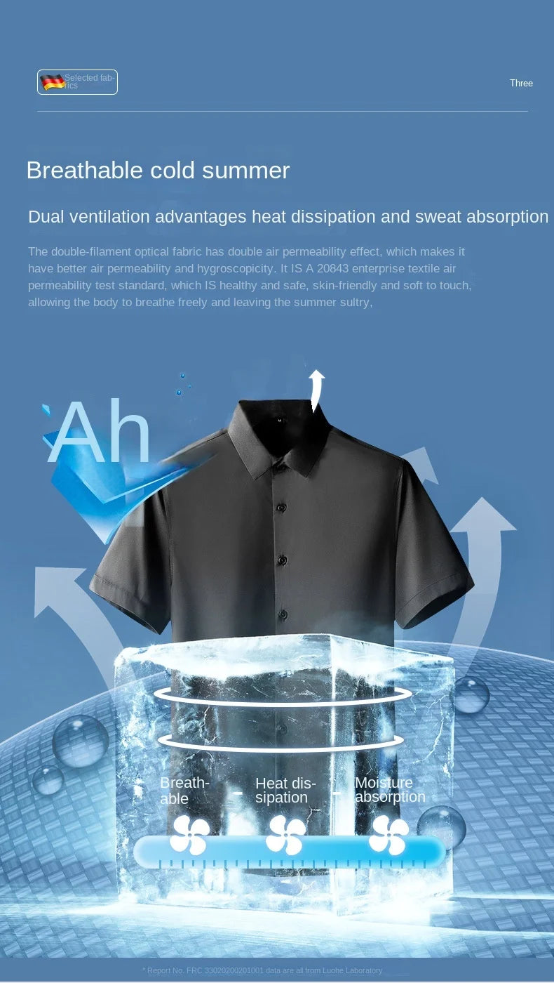 Colorful shirt, short sleeved, summer ice silk, ice feeling, wrinkle resistant inch shirt, resistant shirt