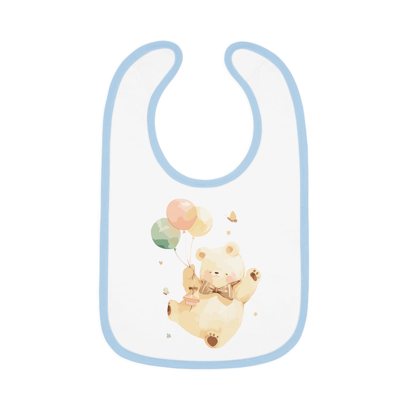 Cute Baby Bib with Bear and Balloons Design