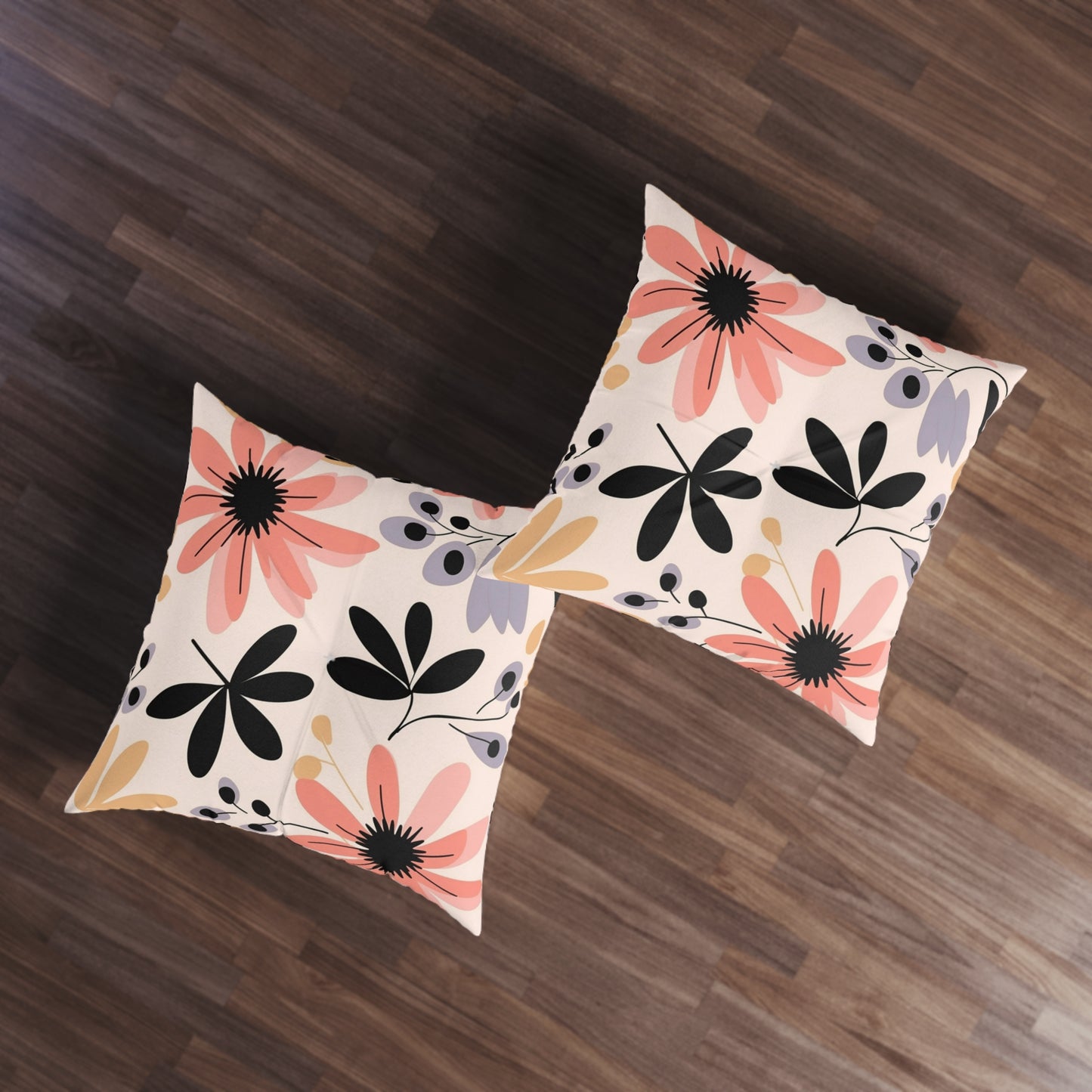 Boho Floral Tufted Floor Pillow