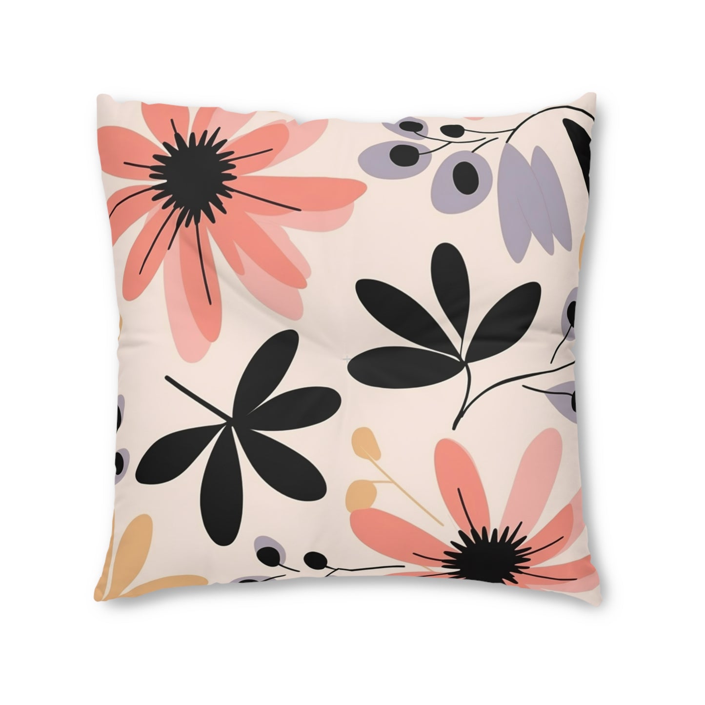 Boho Floral Tufted Floor Pillow