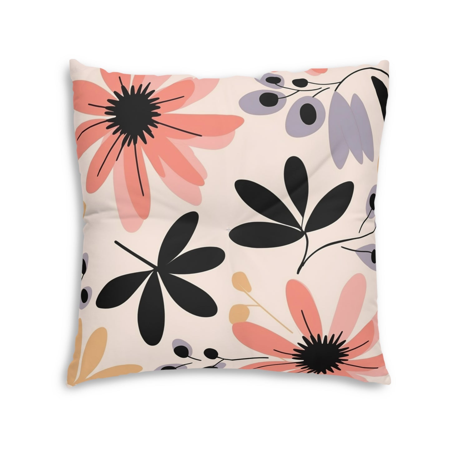 Boho Floral Tufted Floor Pillow