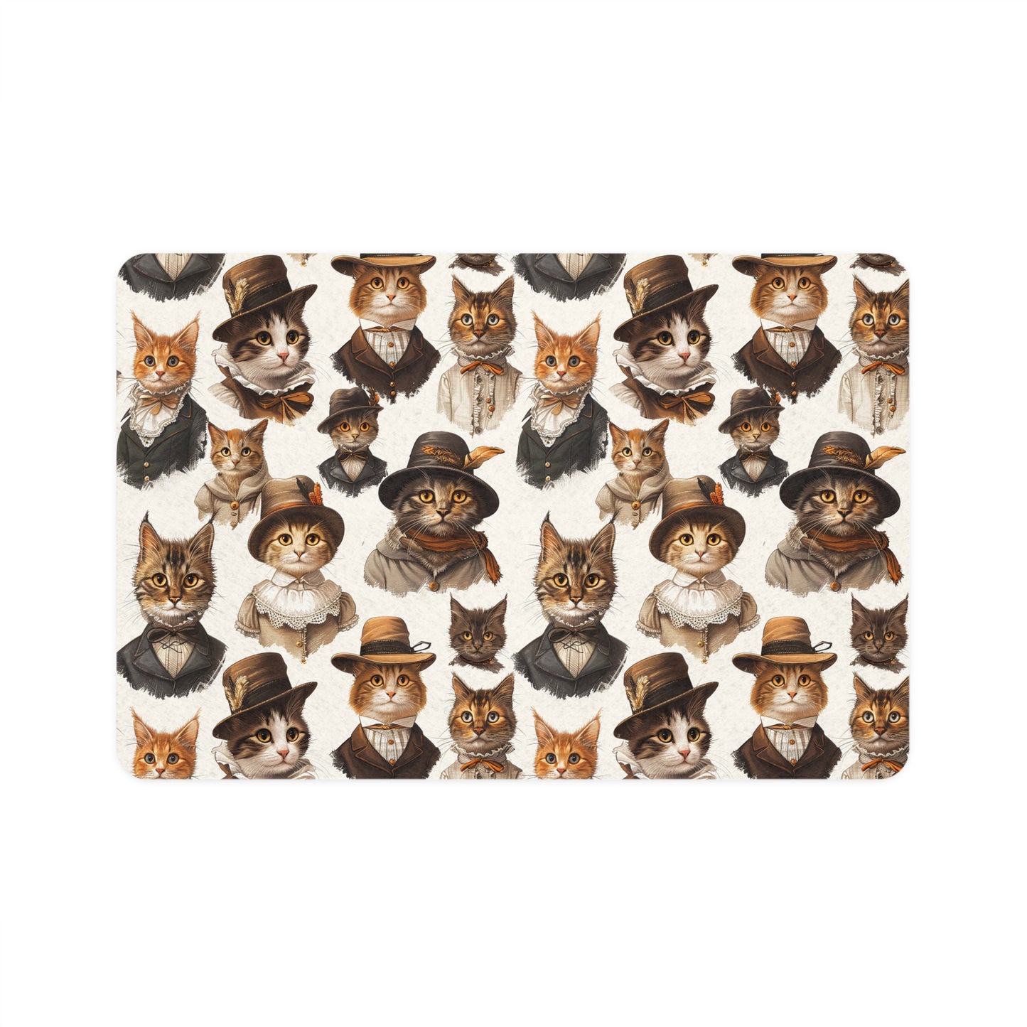 Whimsical Cat Portraits Pet Food Mat