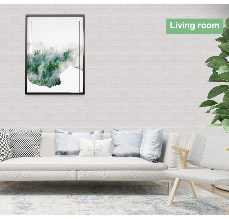 70cm*1m  3D Brick Pattern Wall Panels Wallpaper DIY Waterproof for Living Room Bedroom Kitchen Background Wall Decoration