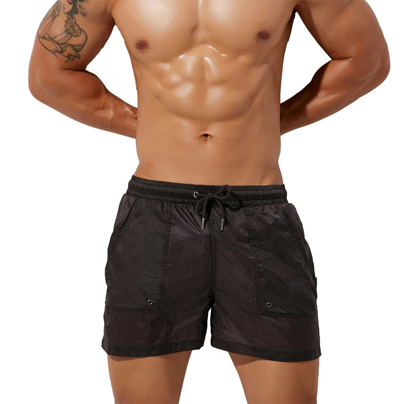 SEOBEAN Summer Mens Shorts Sexy Semi-transparent Quick Dry Shorts Mesh Lined Gyms Joggers