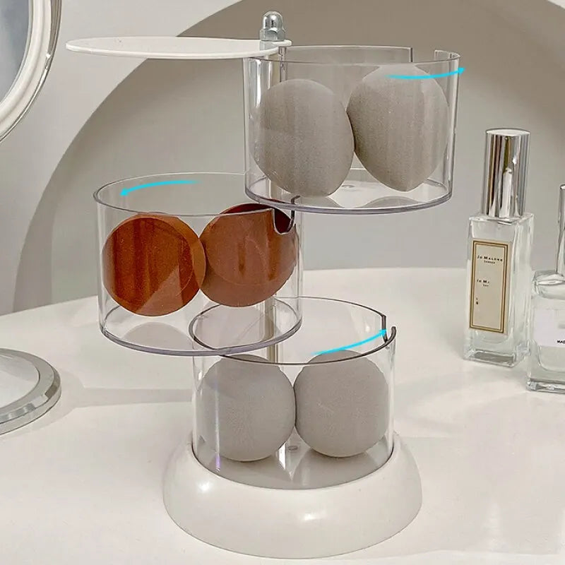 New 360 Degrees Rotatable Makeup Puff Storage BoxDust-proof Cotton Pads Swabs Holder Bathroom Nordic Cotton Pad Beauty Egg