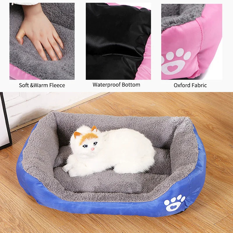 Large Dog Bed Square Plush Cat Nest Kennel All Season Washable Dog Sofa Waterproof Mattress Cat Bed for Medium Dogs Accessories