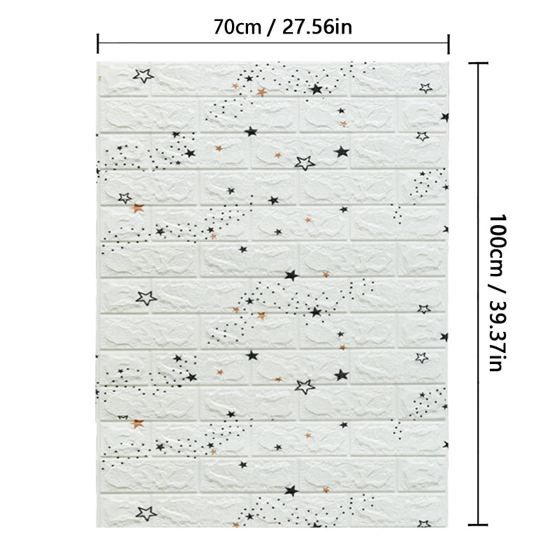 70cm*1m  3D Brick Pattern Wall Panels Wallpaper DIY Waterproof for Living Room Bedroom Kitchen Background Wall Decoration