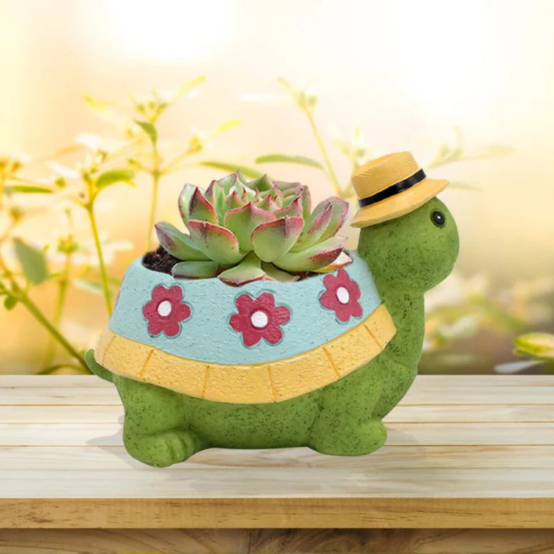 Cartoon Animal Succulent Flower Pot Cute Turtle Flowerpot Garden Planting Pot Desktop Home Decoration Ornaments Garden Planter