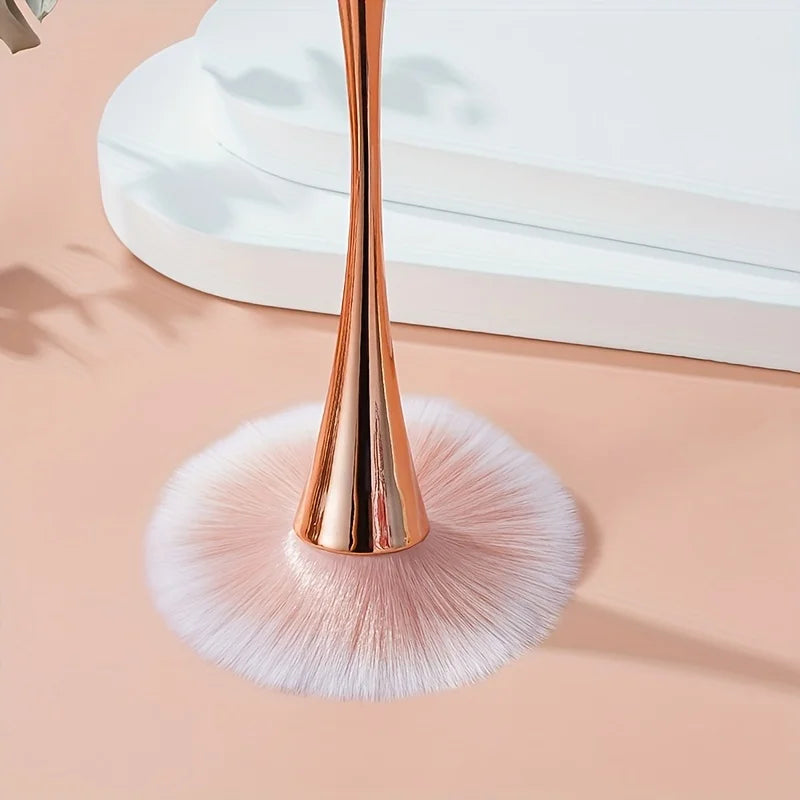 Rose Golden Fan Makeup Brush,Cosmetic Brush Loose Powder Brush ,Highlighting Brush Blush Brush-Soft Hair Makeup Fixing