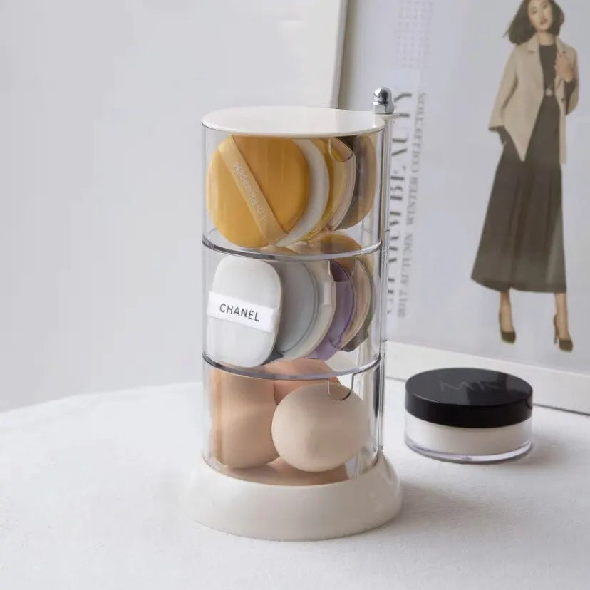 New 360 Degrees Rotatable Makeup Puff Storage BoxDust-proof Cotton Pads Swabs Holder Bathroom Nordic Cotton Pad Beauty Egg