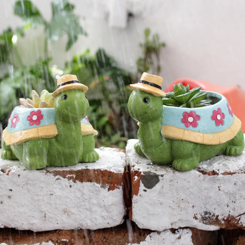 Cartoon Animal Succulent Flower Pot Cute Turtle Flowerpot Garden Planting Pot Desktop Home Decoration Ornaments Garden Planter