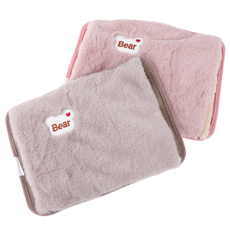 Hand Warmer Heat Pack Cute Rechargeable Electric Hot Water Bag Safety Rabbit Fur Reusable Hot Water Bottle Handwarmer