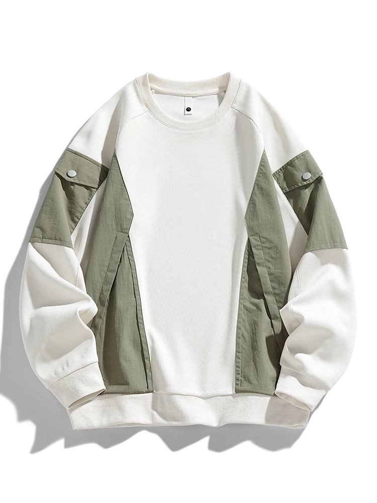 Men's Long Sleeve Sweatshirts Big Size 8XL 7XL 6XL Korean Fashion Patchwork