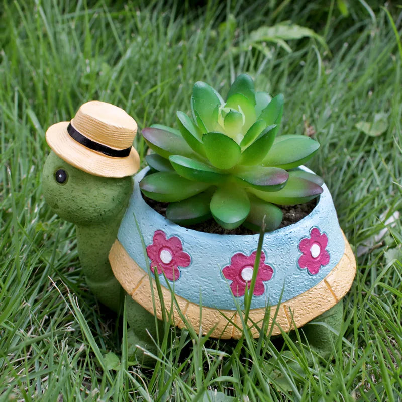 Cartoon Animal Succulent Flower Pot Cute Turtle Flowerpot Garden Planting Pot Desktop Home Decoration Ornaments Garden Planter