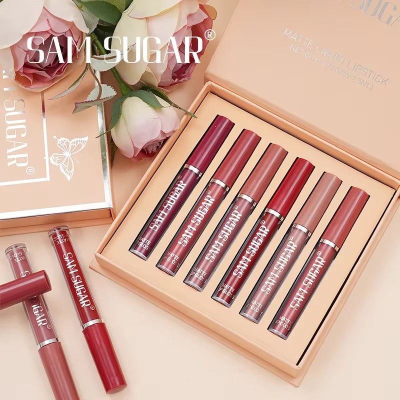 6 - Pack Matte Lip Gloss Set With Long - Lasting Color Rendering, Easy To Apply, Waterproof Lip Makeup Set
